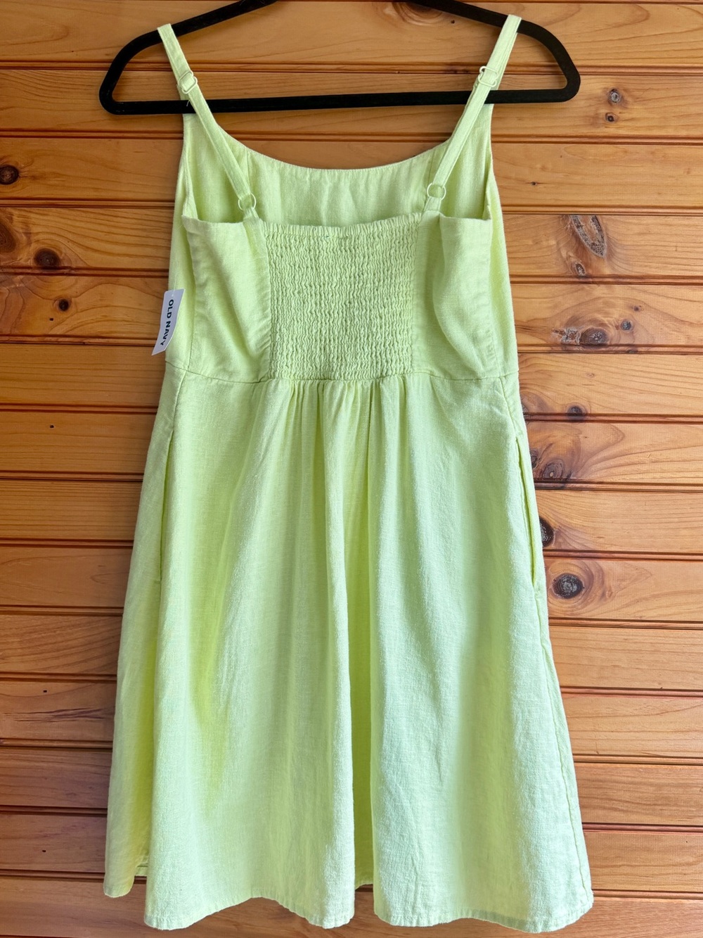 Old Navy Linen Blend Mini Dress S Lime Coastal Resort Sundress NWT - Picture 2 of 10